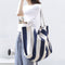 Large Striped Canvas Shoulder Bag