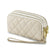 Quilted Leather Wristlet Purse with 3 Compartments