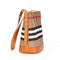 Tartan Bucket Bag in Beige with Leather Brim